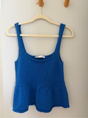 Zara Royal Blue Peplum Tank Top